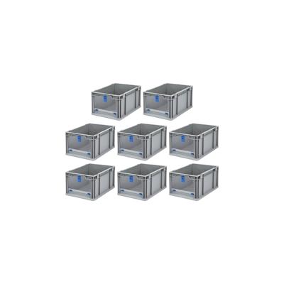 PROREGAL 8x Eurobox NextGen Insight Cover | HxBxT 22x30x40 | 20 Liter | Hoch/Blau | Eurobehälter, Transportbox, Transportbehälter Image