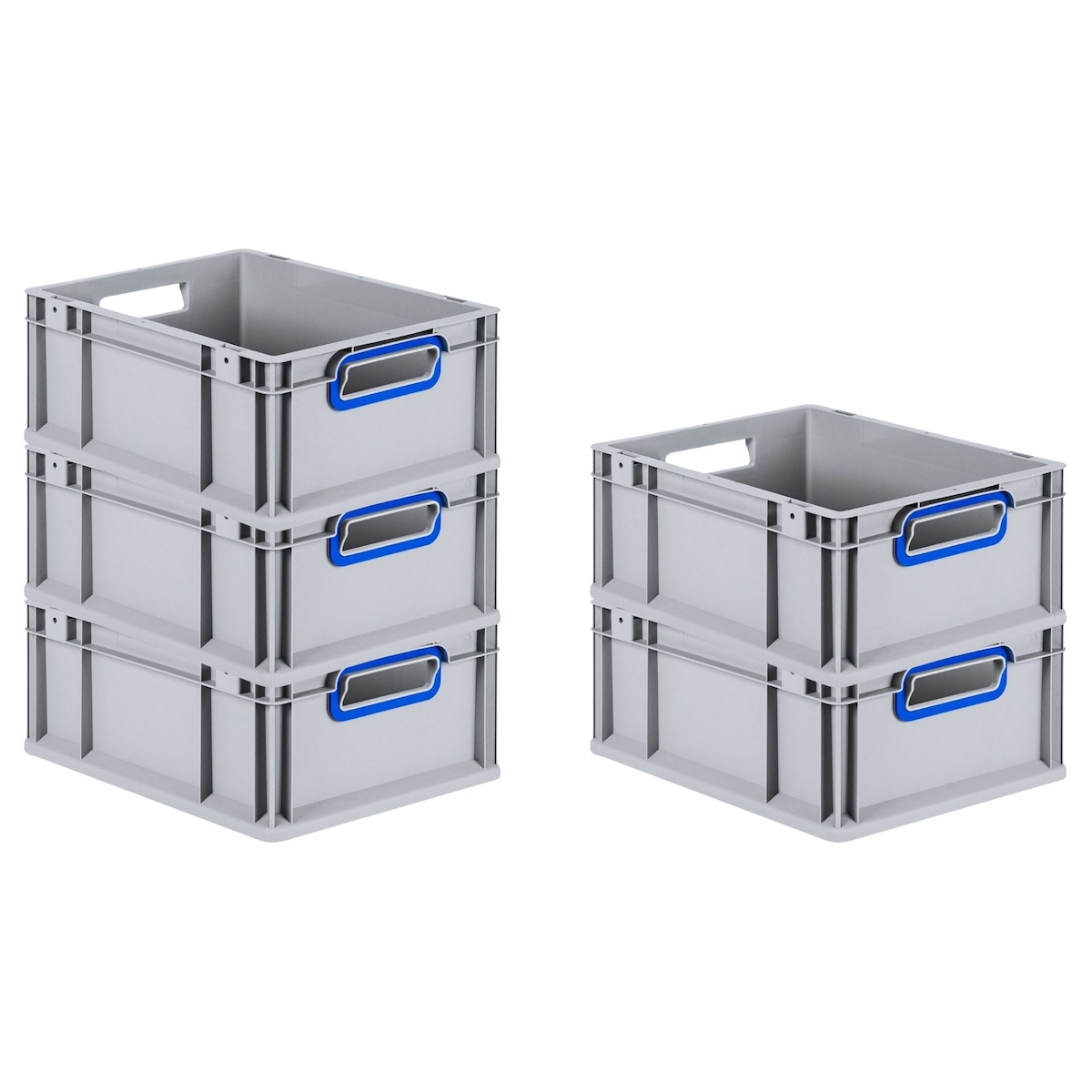 PROREGAL 5x Eurobox NextGen Color | HxBxT 17x30x40cm | 16 Liter | Griffe blau offen | Glatter Boden | Eurobehälter Image