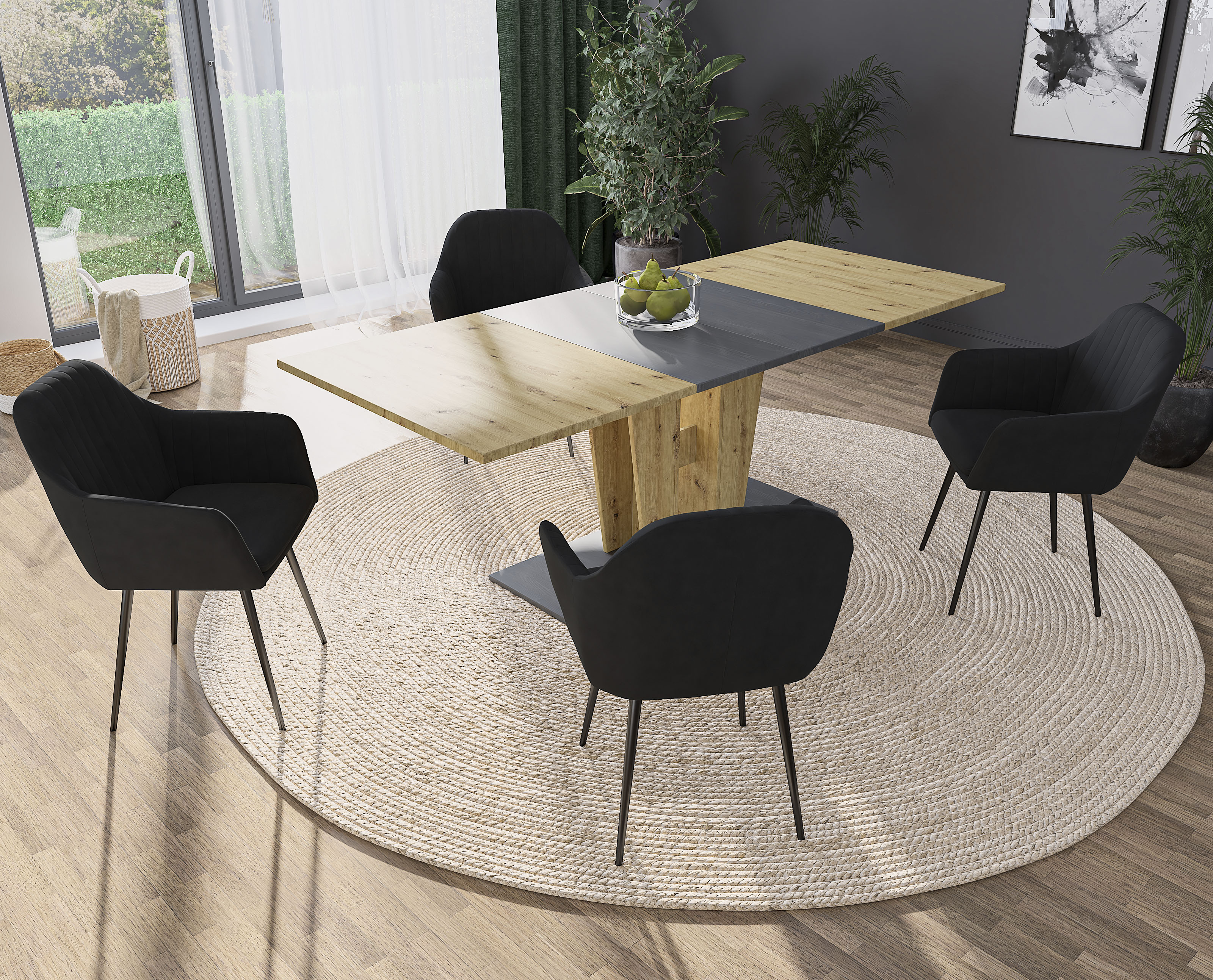 Armlehnstuhl HELA "CARLA", schwarz (schwarz, schwarz), B:59cm H:84cm T:66cm, 100% Polyester, Stühle, Armlehnstuhl, bequemer Armlehnstuhl, Schalenstuhl