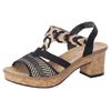 Sandalette RIEKER, Damen, Gr. 36, schwarz (schwarz, beige), Nubuklederimitat, elegant, Schuhe, Sommerschuh, Sandale, Plateauabsatz, in elegantem Look, Topseller
