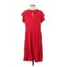 Old Navy Casual Dress - Shift Crew Neck Short sleeves: Red Print Dresses - Women's Size X-Small