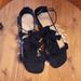 J. Crew Shoes | Jcrew Black Suede Leather Tassel Sandals | Color: Black/Cream | Size: 7.5