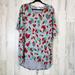 Lularoe Tops | Lularoe Irma Top Size L (14-16) Gray Back W Green Red Floral | Color: Gray/Red | Size: L