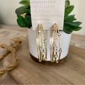 Anthropologie Jewelry | Anthropologie Layered Crystal Hoop Earrings | Color: Gold | Size: Os