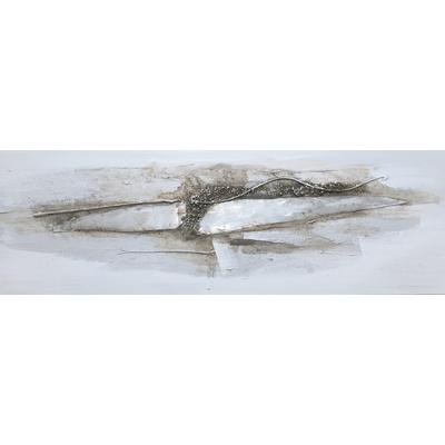 Ölgemälde BÖNNINGHOFF, weiß (farbe rahmen: kein rahmen, farbe bild(er): weiß, beige, silber), B:120cm H:40cm T:2,1cm, Canvas, Bilder, jedes Bild ein Unikat, BxH: 120x40 cm Image