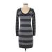 Banana Republic Factory Store Casual Dress - Sweater Dress Scoop Neck Long sleeves: Gray Color Block Dresses - Women's Size X-Small