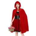 Everak avec Capuche Velours Rouge Cape pour Noël Halloween Cosplay Costume Petit Chaperon Rouge