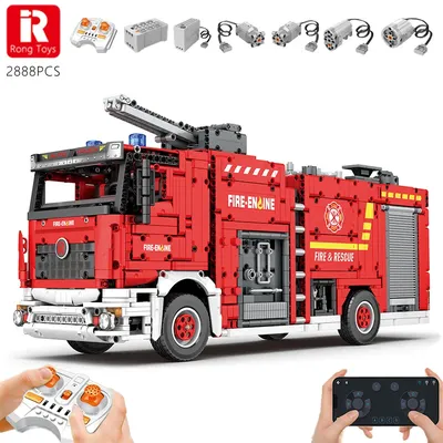 Camion de pompier à jet d'eau télécommandé électrique pour enfants blocs de construction véhicule