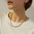 DAXI – chaîne à mailles cubaines en acier inoxydable collier de couleur or pour hommes et femmes