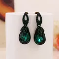 Boucles d'oreilles goutte à goutte pour femme style bohème vert foncé Vintage exotique à la