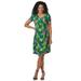 Masseys Favorite V-Neck Dress (Size 3X) Jungle, Viscose,Spandex