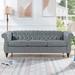 84" Black PU Rolled Arm Chesterfield 3 Seater Sofa