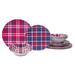 Certified International Patriotic Plaid 12 Piece Melamine Dinnerware Set, Service For 4