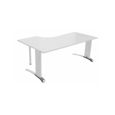 Bureau compact retour à droite Biospace 2 - L.180 x P.110 cm - Plateau Blanc - Pieds L Blanc - Embases : Aluminium