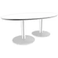 Table modulaire ovale Plateau Blanc piétement tulipe Blanc - L.200 X P.120 cm