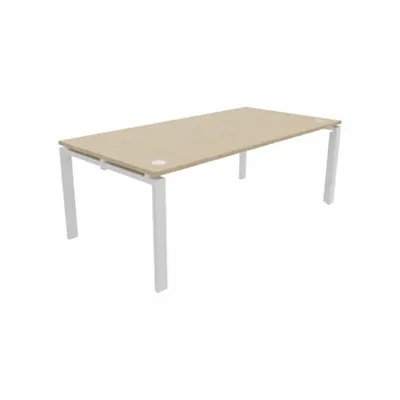 Bureau direction E-link - L.200 x P.100 cm - Plateau Chêne - Pieds Blanc