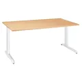 Bureau droit Actual à hauteur ajustable au montage- L. 80 x P. 80 cm - Plateau Chêne - Pieds métal en L Blanc