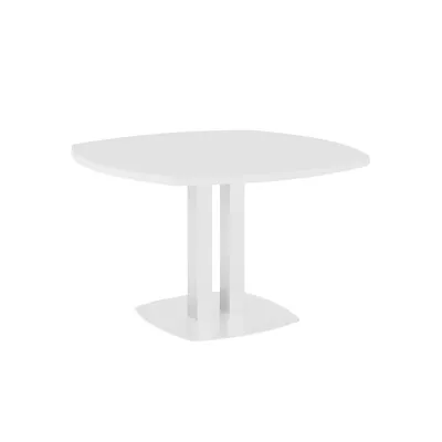 Table de réunion Vitaly Ø 115 cm - Plateau Blanc - Double piètement Blanc