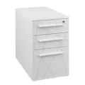 Caisson hauteur bureau Vitaly - L.42 x P.80 x H.71 cm - 3 tiroirs - Top Blanc - Corps Blanc