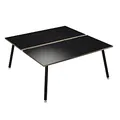 Bureau droit partagé 2 postes Halden - L.140 x P.166 cm - Plateau Noir - Pieds métal Noir