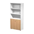 Armoire haute Eminence - L.90 x H.200 cm - 2 portes basses Hêtre - Corps Blanc