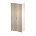 Armoire haute Eminence - L.90 x H.200 cm - 2 portes Chêne canadien - Corps Blanc