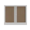 Armoire à rideaux métallique Confort+ Ht 70 x L.80 cm - corps Blanc rideaux Chêne