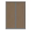 Armoire à rideaux métallique Confort+ maxi-largeur 140 x Ht 198 cm - corps Aluminium rideaux Chêne