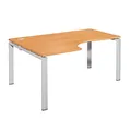 Bureau d'angle compact retour à gauche E-link - L.160 x P.110 cm - Plateau Cèdre - Pieds Aluminium