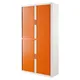 Paperflow Armoire à rideaux EasyOffice métal et polystyrène - L. 110 x H. 204 cm - Corps Blanc - Rideaux Orange