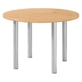 Table ronde Actual L. 100 x 100 cm - Plateau Chêne - Pied tubulaire Aluminium