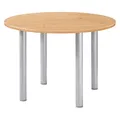 Table ronde Actual Ø 100 cm - Plateau Chêne - Pieds tubulaires Aluminium