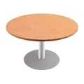 Table ronde Actual L. 100 x 100 cm, plateau Hêtre, Piètement tulipe Blanc