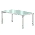 Bureau direction droit Delux - L.160 x P.80 cm - Plateau verre Aigue marine - Pieds Chromé