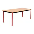 Table de réunion modulable rectangle - L.180 x P.80 cm - Plateau Hêtre - Pieds Rouge