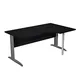 Bureau d'angle compact retour à droite Pronto Métal - L.160 x P.100 cm - Plateau Noir - Pieds L Anthracite