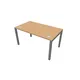 Bureau droit Burocolor avec obturateurs - L.140 x P.80 cm - Plateau Hêtre - Pieds Aluminium