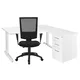 Pack Poste de travail complet Actual : Bureau compact retour à droite L.160 x P.120 cm Blanc + Caisson hauteur bureau blanc + Siège Noir