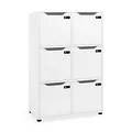 Meuble 6 cases porte à serrure à codes Flex'Office - H.121 x L.80 x P.40 - Blanc