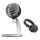 Shure MOTIV MV5 - Digital Condenser Microphone (Gray) with Studio Monitor Headphones Bundle