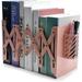 NOGIS Book Ends Bookends Bookends for Shelves Expandable Book Ends for Office Heavy Duty Book Holder Book Organizer Stopper Metal Desktop Organizer with Pen Holder (Pink)