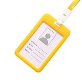 iOPQO Business Card Holder Portable Colorful Employee Plastic ID Card Holder Name Tag Lanyard Neck Strap transparent employee work card yellow Yellow