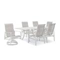 Winston Aspen Sling 7 Piece Outdoor Dining Set w/ 4 Dining Chairs, 2 Swivel Rocker Chairs, & Dining Table Metal in White | 84.25 W x 42 D in | Wayfair