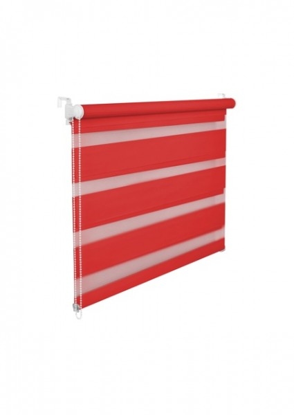 Doppelrollo Duorollo 115 cm breit 150 cm lang rot inkl. Seilzug Fensterrollo Klemmrollo Jalousie Image