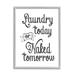 Stupell Industries Minimal Laundry Today Naked Tomorrow Phrase Vintage by - Graphic Art in Black | 30 H x 24 W x 4 D in | Wayfair ae-978_gff_24x30