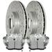 AutoShack Front Brake Calipers Performance Ceramic Pads Drilled Slotted Rotors Silver Kit Driver and Passenger Side Replacement for Honda Accord Crosstour 2007-2011 CR-V 2007-2012 Acura RDX BCPKG0173