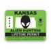 Kansas Alien Hunting Permit Sticker Decal - Self Adhesive Vinyl - Weatherproof - Made in USA - ufo aliens flying saucers little green men hunter ks