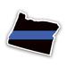 Oregon State Shaped The Thin Blue Line Sticker Decal - Self Adhesive Vinyl - Weatherproof - Made in USA - police first responder law enforcement support or