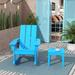 Beachcrest Home™ Outdoor Marci HDPE Rocking Chair & Table Plastic/Resin/Wood in Blue | 37.8 H x 29.5 W x 34.3 D in | Wayfair