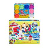 Play Doh Care N Carry Vet Playset + Play Doh 8 Pack of Rainbow Compound